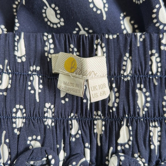 Boden Caithness Wide‎ Leg Loose Flowy Paisley Pants US Size 6R Navy White - Picture 10 of 11